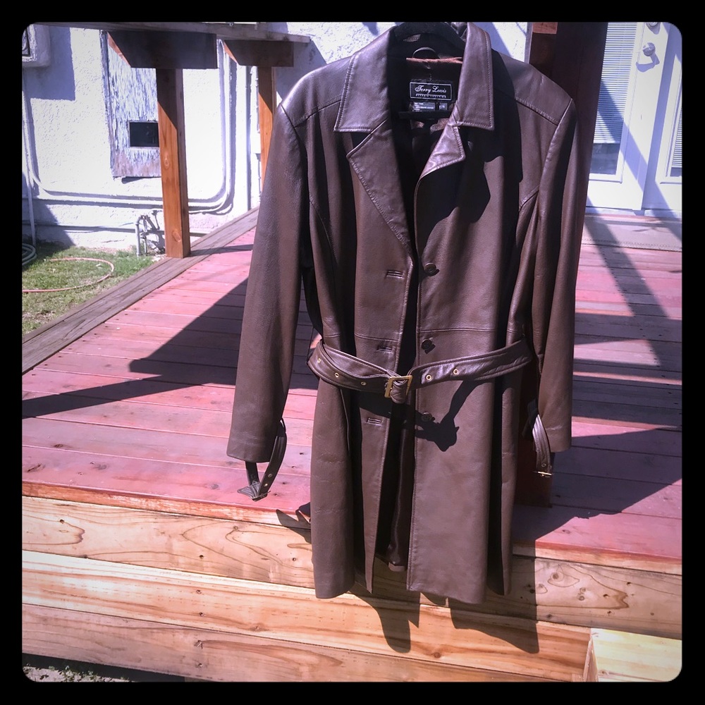 Ladies brown Leather jacket gold hardware